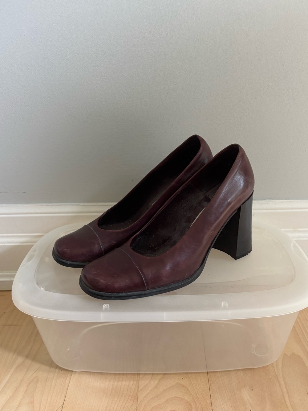 Francesca Falconi Burgundy Block Heel Pumps